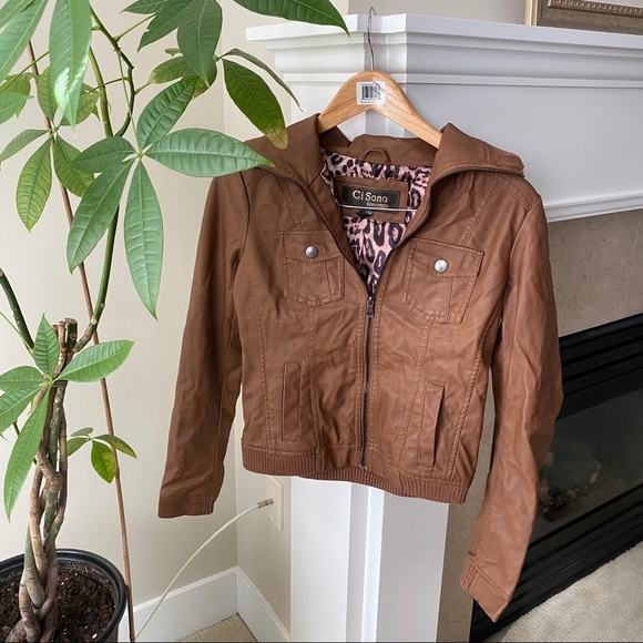 Cavalini Brown Faux Leather Jacket 
